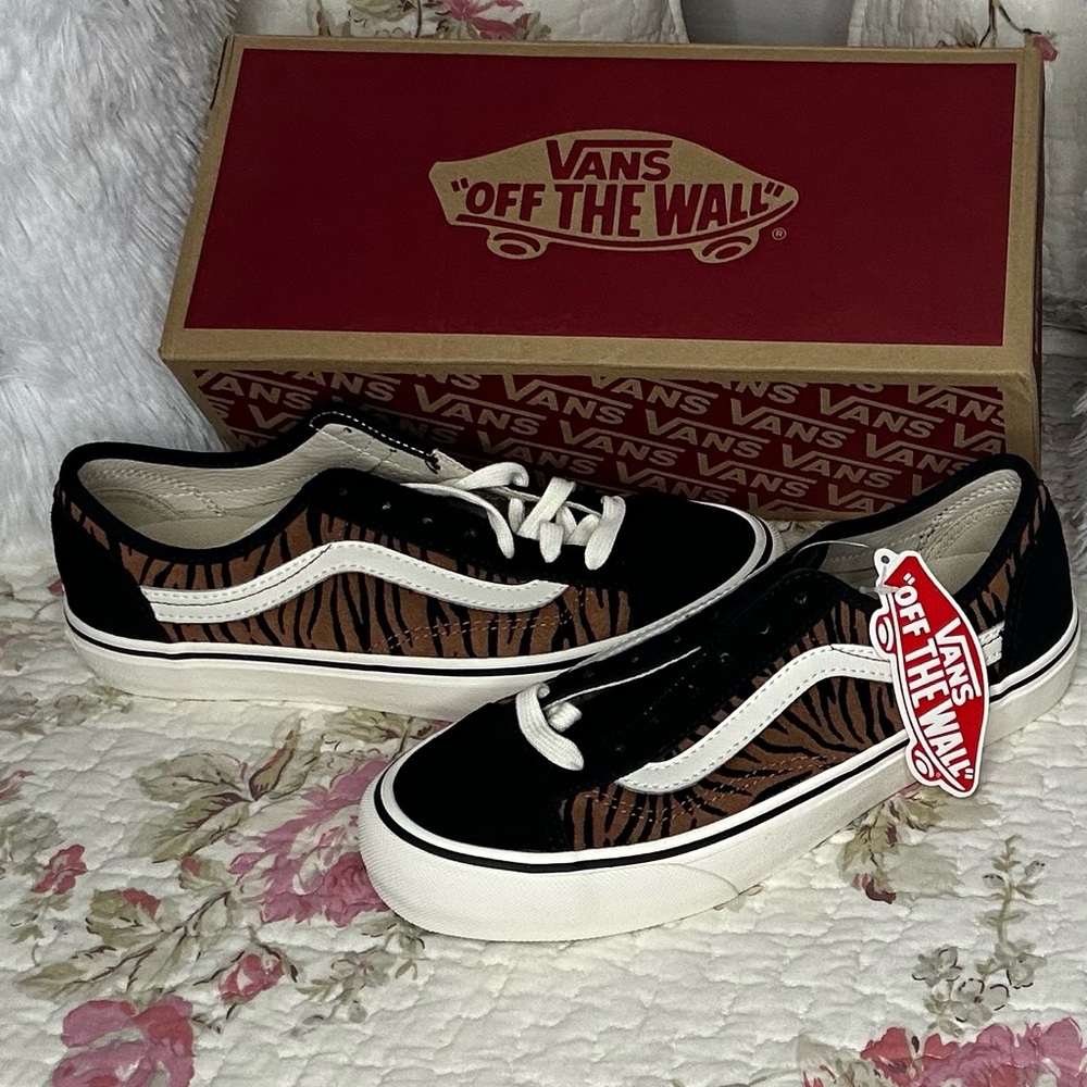 Vans Black and Brown Tiger Print Shoes